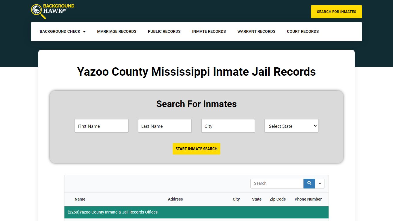 Inmate Jail Records in Yazoo County , Mississippi
